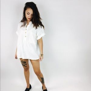 White Linen Short Sleeve Shirt
